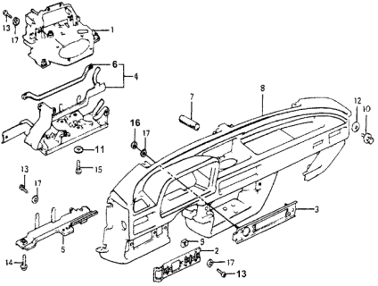 1977 Honda Accord Plate, Center Panel Diagram for 66123-671-670