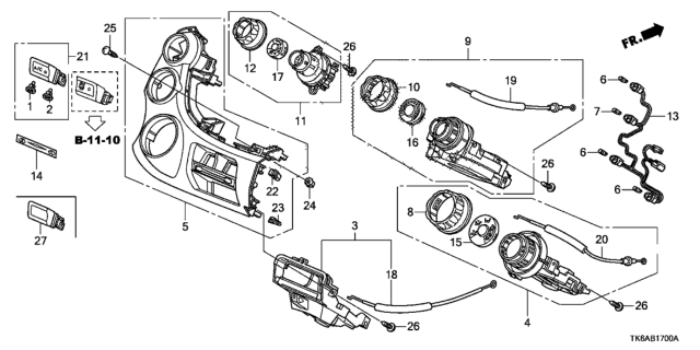 2013 Honda Fit Knob Assy., Fan Switch *NH618L* (DARK GUN METALLIC) Diagram for 79579-TF0-003ZE