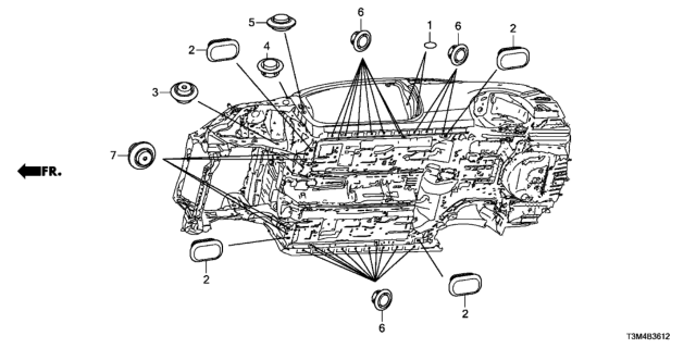 2017 Honda Accord Grommet (Lower) Diagram