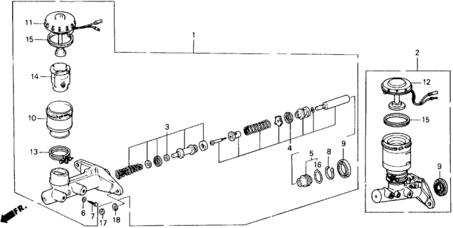 1990 Honda Prelude Master Cylinder Assembly Diagram for 46100-SF1-033