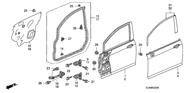 2007 Honda Fit Checker, Left Front Door Diagram for 72380-SAA-J01