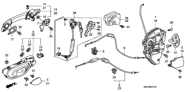 2009 Honda Civic Handle Assembly, Driver Side Door (Outer) (Crystal Black Pearl) Diagram for 72180-SNA-A11YC