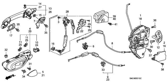 2008 Honda Civic Handle Assembly, Left Front Door Inside (Dark Royal Blue) Diagram for 72160-SNA-A21ZA