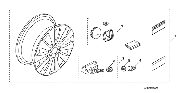 2010 Honda Accord Alloy Wheel (19") (Pds-10 Hfp, Paint) Diagram for 08W19-TE0-100