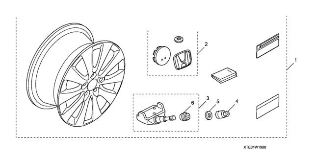 2011 Honda Accord Alloy Wheel (19") (Paint) Diagram