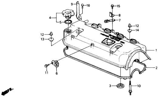 1988 Honda Civic Cap Assembly, Oil Filler Diagram for 15610-PC6-000