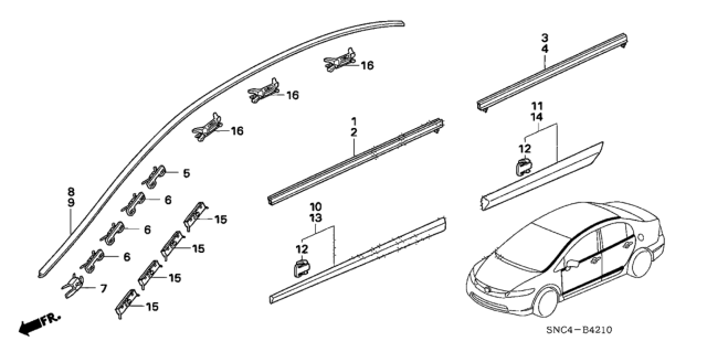 2011 Honda Civic Protector, L. RR. Door *NH756P* (SPECTRUM WHITE PEARL) Diagram for 75323-SNA-A01YA