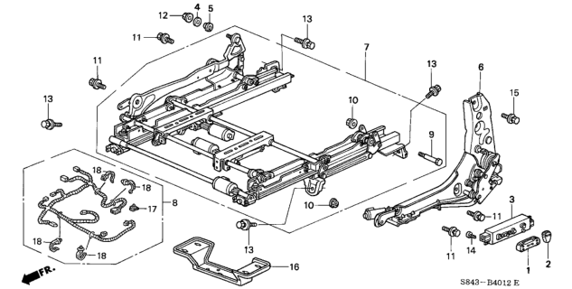 2001 Honda Accord Front Seat Components (Driver Side) (4Way Power Seat) Diagram