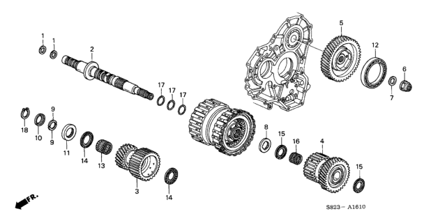 1998 Honda Accord Gear, Secondary Idle Diagram for 23495-P7Z-000