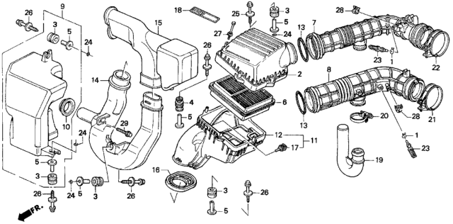 1994 Honda Del Sol 2 Door V-TEC KA 5MT Air Cleaner Diagram