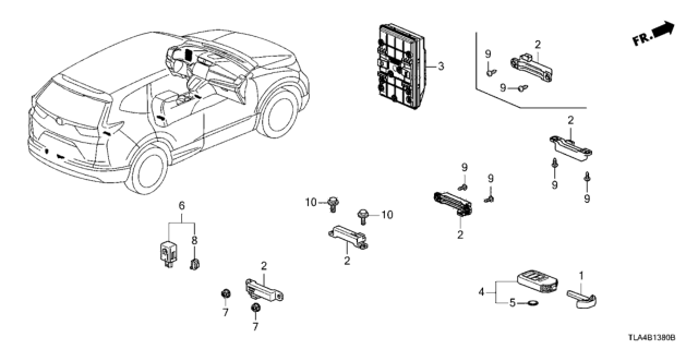 2017 Honda CR-V Fob Assembly Entry Key Diagram for 72147-TLA-A22