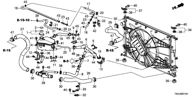 2019 Honda Civic Radiator Hose - Reserve Tank Diagram