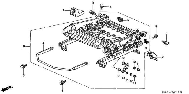 2001 Honda Civic Front Seat Components (Manual Height) (Driver Side) Diagram