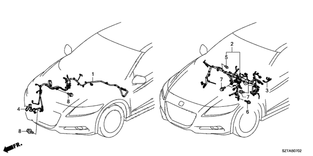 2013 Honda CR-Z Sub-Wire, Visor Switch Diagram for 32118-SZT-A00