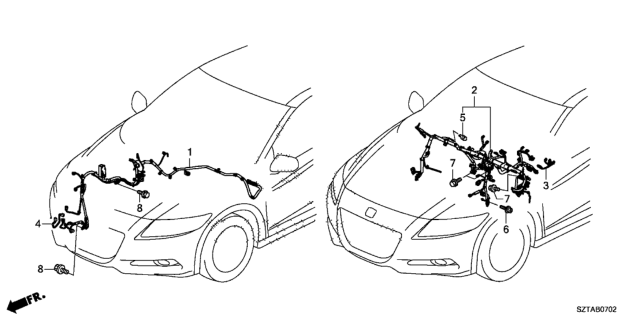 2013 Honda CR-Z Wire Harness, R. Cabin (Include Washer Tube) Diagram for 32100-SZT-A11