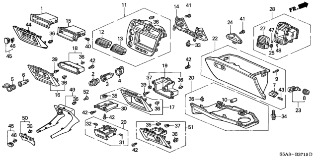 2002 Honda Civic Cover, Instrument Center (Lower) *YR169L* (MILD BEIGE) Diagram for 77311-S5N-C00ZB