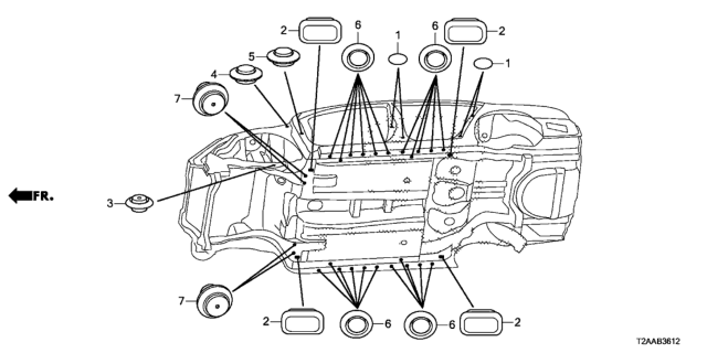 2017 Honda Accord Grommet (Lower) Diagram