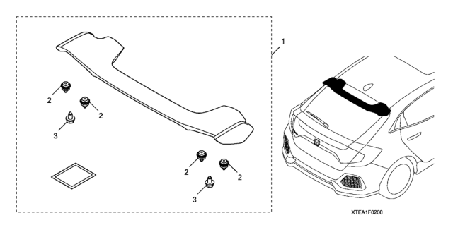 2020 Honda Civic 5 Door LX (HONDA SENSING) KA CVT Tailgate Spoiler Diagram
