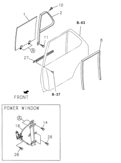 2002 Honda Passport Glass, L. RR. Door Diagram for 8-97251-750-0