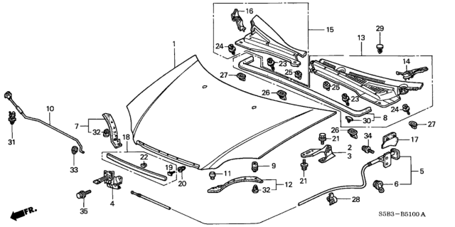 2005 Honda Civic Hood Diagram