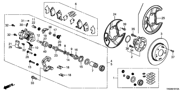 2012 Honda Civic Set, Pad Rear Diagram for 43022-TR0-A01