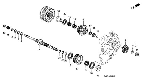 1992 Honda Accord Mainshaft Diagram for 23210-PX4-701