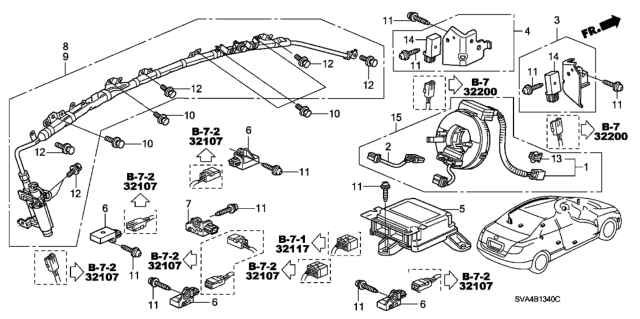 2007 Honda Civic Sensor Assy., FR. Crash Diagram for 77930-SVA-B32