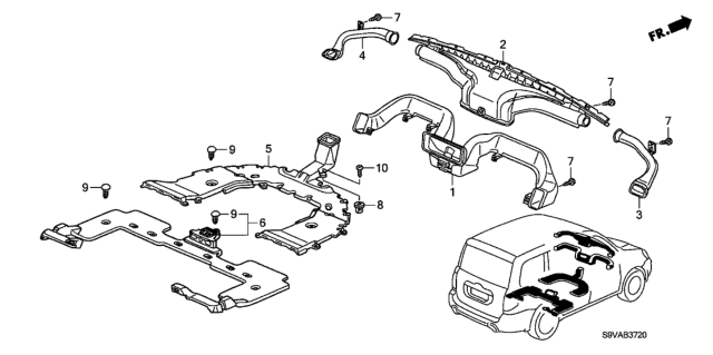2008 Honda Pilot 5 Door LX-VP (2WD) KA 5AT Duct Diagram