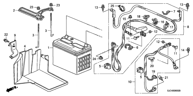2008 Honda Ridgeline 4 Door RTS KA 5AT Battery Diagram