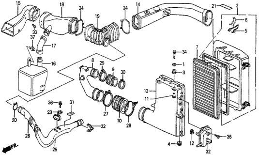 1987 Honda Prelude 2 Door SI KA 5MT Air Cleaner Diagram