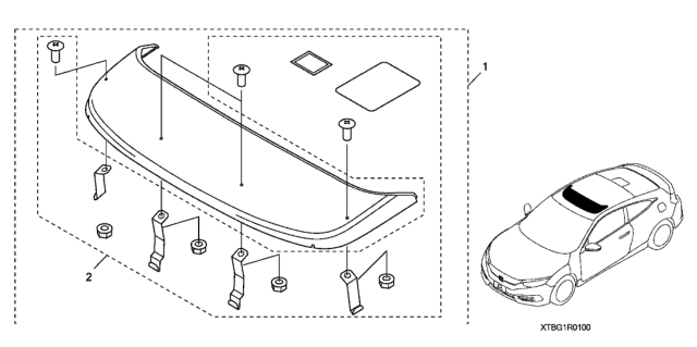 2020 Honda Civic 2 Door EX KA CVT Visor - Moonroof Diagram
