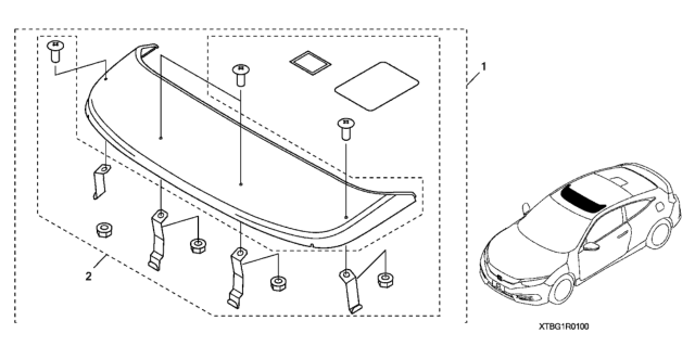 2020 Honda Civic Visor - Moonroof Diagram