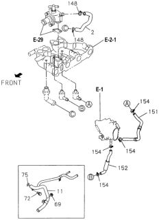 1994 Honda Passport 4 Door DX (4X2 4 CYLINDER) KA 5MT Water Hose (DX) Diagram