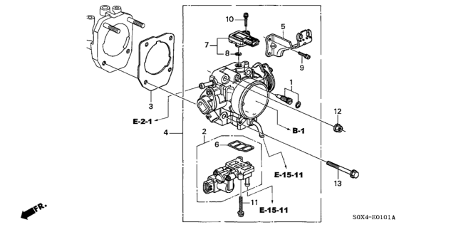 2002 Honda Odyssey Throttle Body Assembly Diagram for 16400-P8F-A34