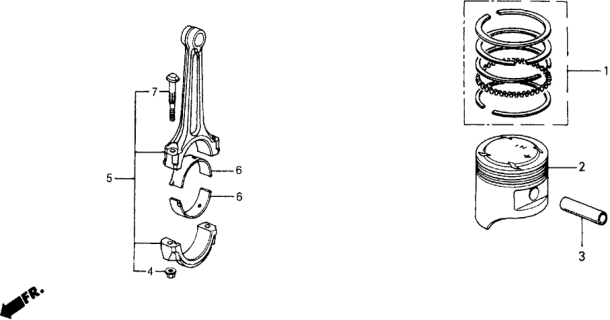 1988 Honda Accord Piston - Connecting Rod Diagram