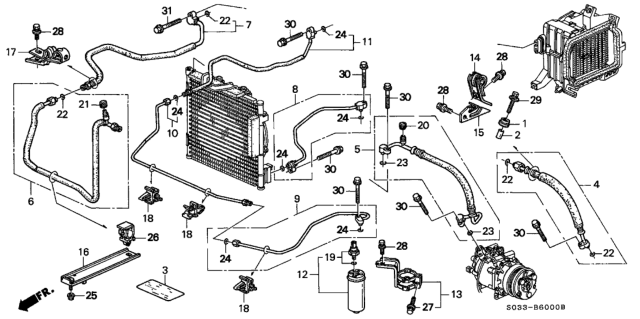 1997 Honda Civic A/C Hoses - Pipes Diagram 1