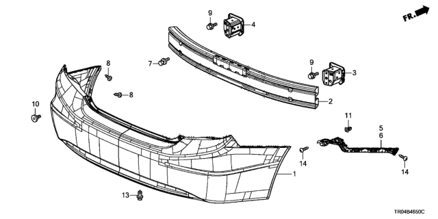 2012 Honda Civic Spacer, R. RR. Bumper Side Diagram for 71593-TR0-A02