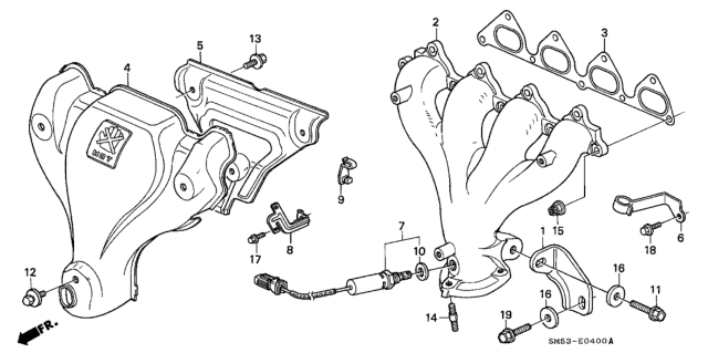 1991 Honda Accord Cover B, Exhuast Manifold Diagram for 18121-PT0-000