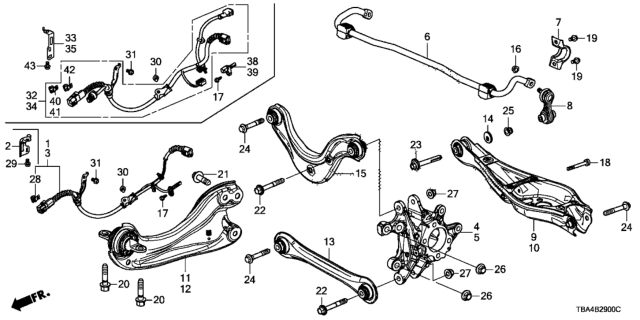 2016 Honda Civic Trailing Arm Complete, L Diagram for 52365-TBA-A01