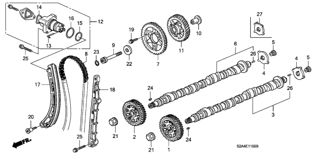 2005 Honda S2000 2 Door S2000 KA 6MT Camshaft - Cam Chain Diagram