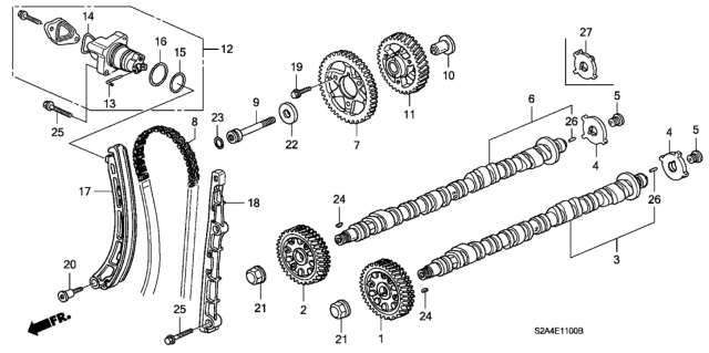 2003 Honda S2000 Camshaft - Cam Chain Diagram