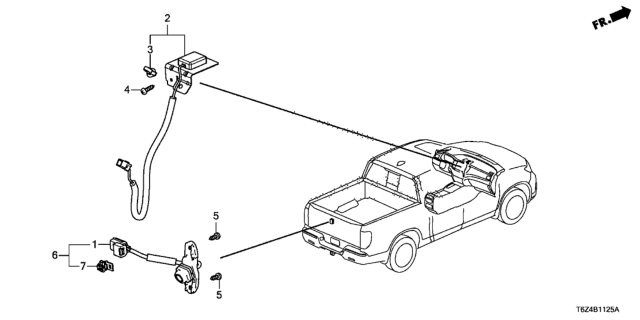 2020 Honda Ridgeline CAMERA, REARVIEW Diagram for 39530-T6Z-A03