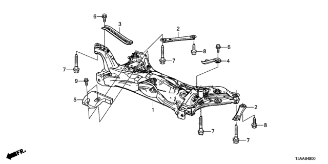 2020 Honda Fit Sub-Frame, Front Suspension Diagram for 50200-T5R-003