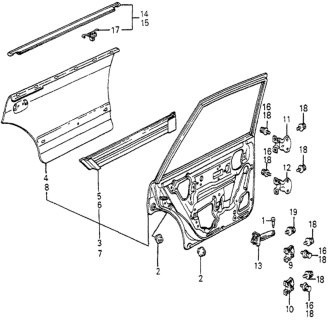 1985 Honda Accord Molding Assy., L. RR. Door Diagram for 76805-SA6-010