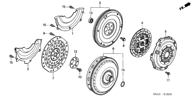 2001 Honda Civic Flywheel Diagram for 22100-PLR-003