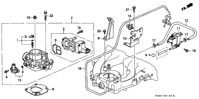 1998 Honda Civic 3 Door CX KA 4AT Throttle Body Diagram