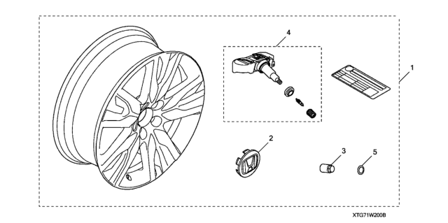 2021 Honda Pilot 5 Door LX (2WD/SENSING) KA 9AT Alloy Wheel Diagram 4