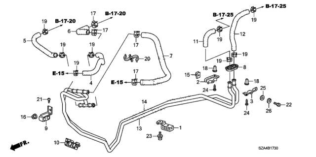 2010 Honda Pilot Bracket D, Heater Pipe Diagram for 79742-STX-A01