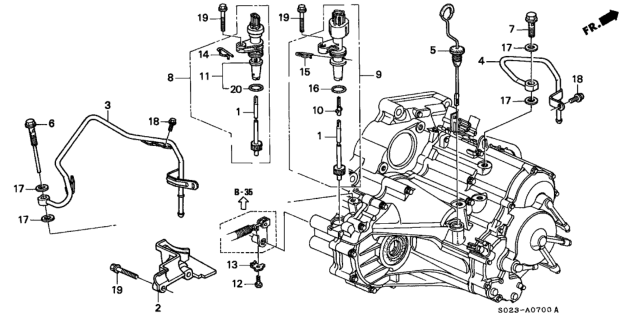 1999 Honda Civic AT ATF Pipe - Speed Sensor (A4RA) Diagram