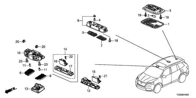 2020 Honda Passport SW, INTR LT *NH900L* Diagram for 35830-TGS-A51ZA